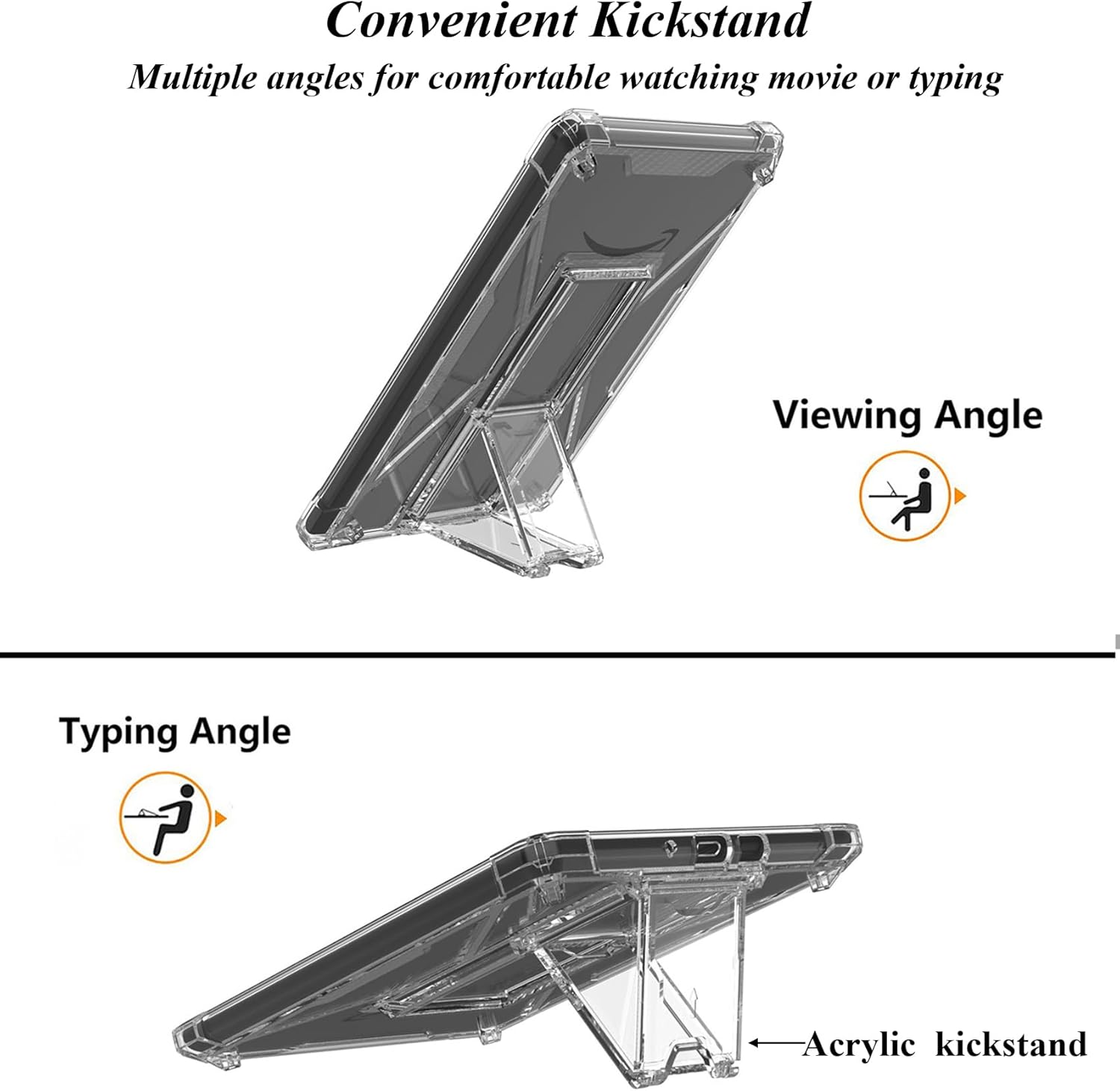 Clear Stand Case for 6.8" Kindle Paperwhite (11th Generation-2021) & Kindle Paperwhite Signature Edition with Kickstand [Reinforced Corners] Soft TPU Back Cover Shockproof Bumper, Clear