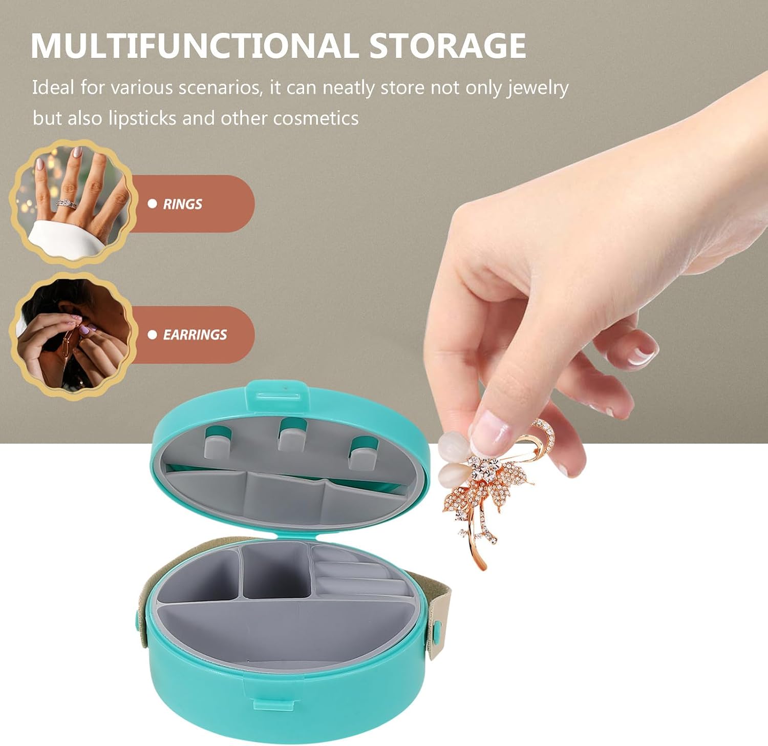 3pcs Portable Jewelry Box Light Green Plastic Organizers image 3