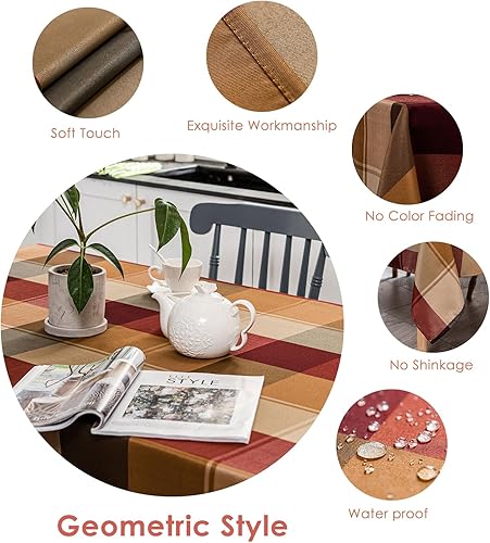 Miniatura 4 de Melodieux - Mantel de mesa a cuadros, de poliéster, resistente al agua, a las arrugas, a las salpicaduras, para fiestas, cocina, comedor, decoración