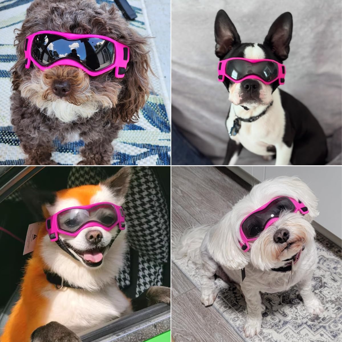 Medium Dog Goggles for Medium Breed UV/Wind/Dust Protection Dog Sunglasses with Adjustable Strap, Pink