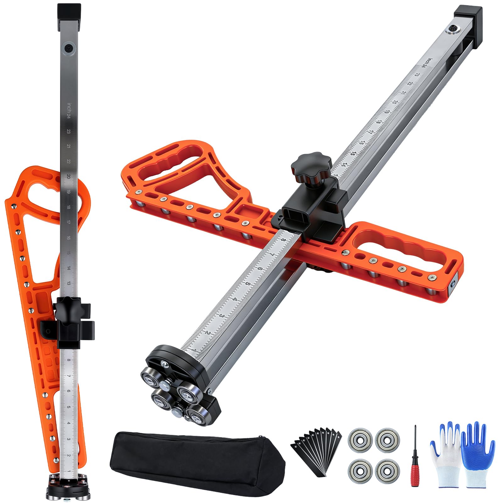 5/8" Trockenbau Werkzeug, Klappbarer Trockenbauschneider & Plattenschneider mit Austauschbarem Lagersystem, Einstellbare Schnittbreite 1,8–61 cm für 1/4"–5/8" Gipskartonplatten