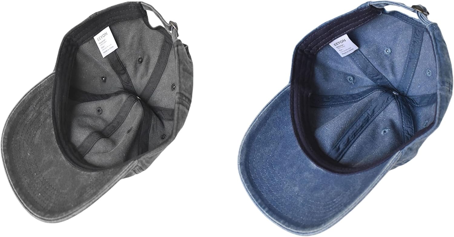 Vintage Washed Cotton Plain Baseball Caps Adjustable Unstructured Soft Blank Casual Dad Ball Hats for Men Women, M-XXL