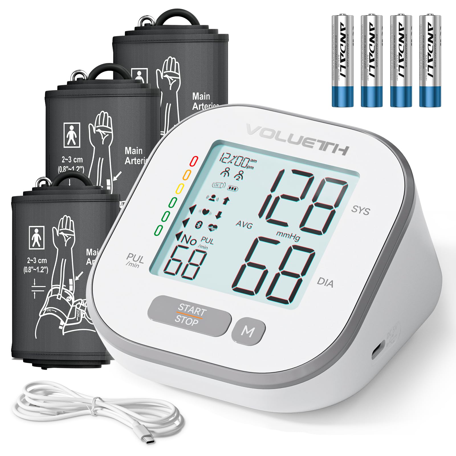 VOLUETH Pediatric Blood Pressure Cuff，FDA Cleared Blood Pressure Monitor | BP Monitor with 3 Size Cuffs, Small 6"-10", Medium/Large 7"-17" and Extra Large 13"-20", Perfect for Family Health Monitoring