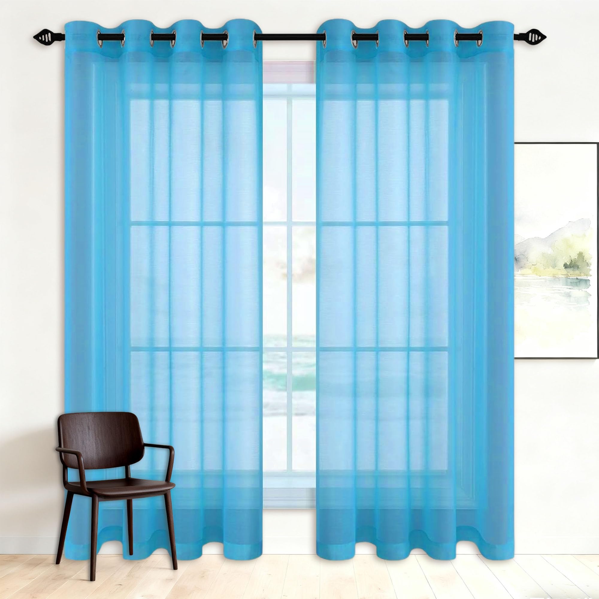 Rideau voilage bleu ciel pour ambiance zen de chambre