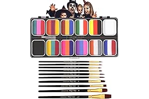 Non-Toxic Face & Body One Stroke Split Cake Paint Palette for Kids and Adults