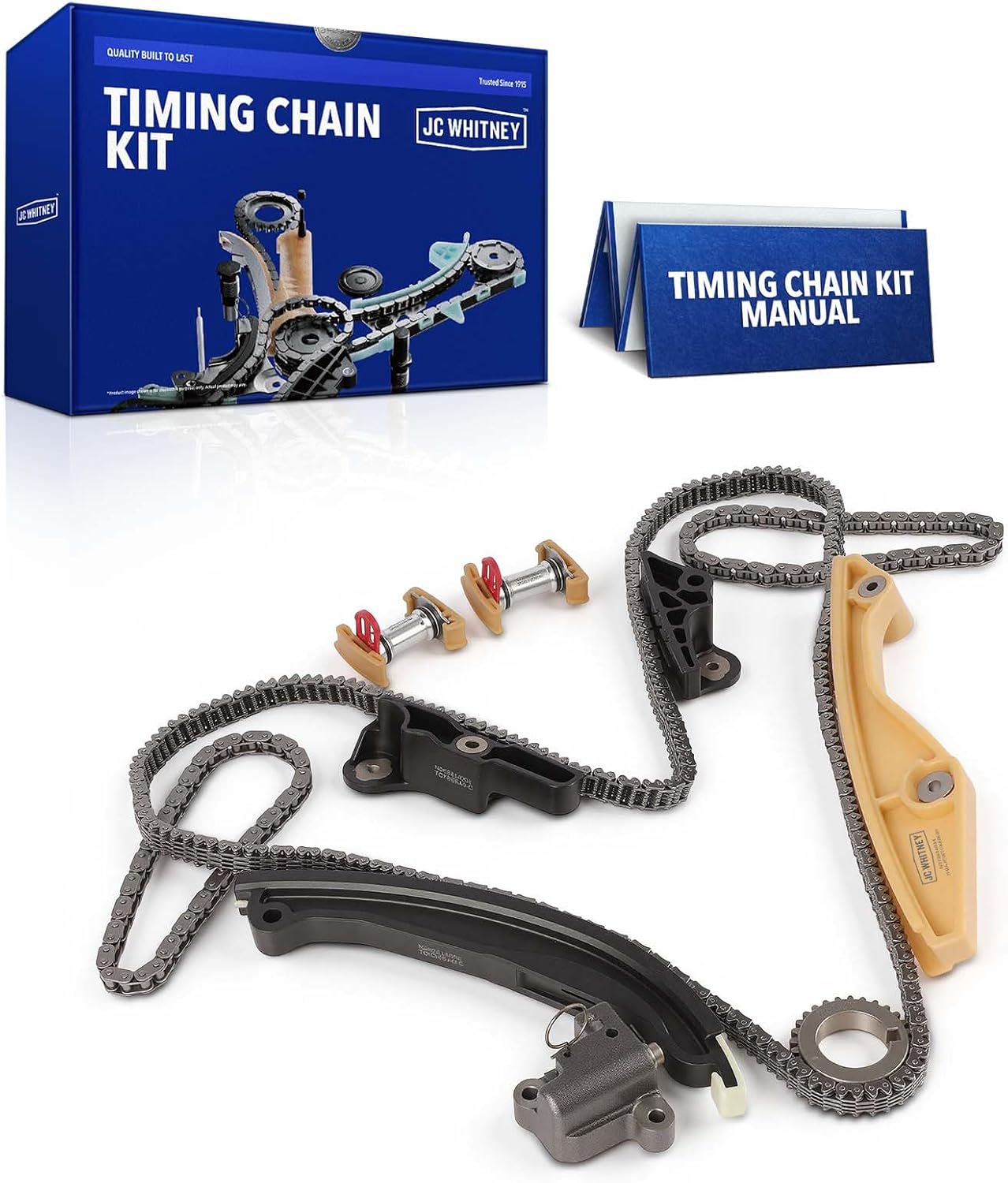 JC Whitney JFBAJCWTCK00039 Engine Timing Chain Kit with Tensioner - Fits DOHC V6 3.5L 3.7L - Compatible with Ford F-150 11-16, Expedition 15-17, Lincoln Navigator 15-17