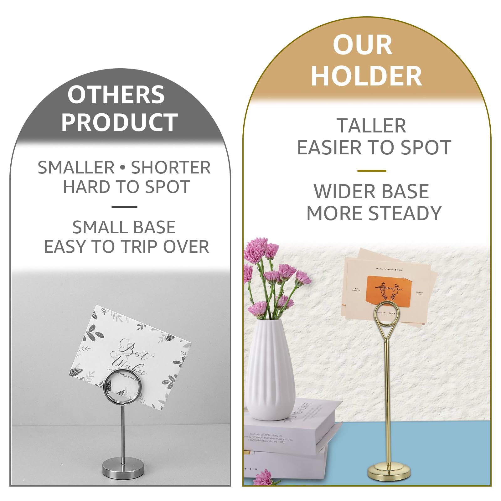 LDHHYH 10PCS Table Number Holders for Weddings 7.8 Inch Table Place Name Holders, Gold Photo Name Card Holders - Image 4