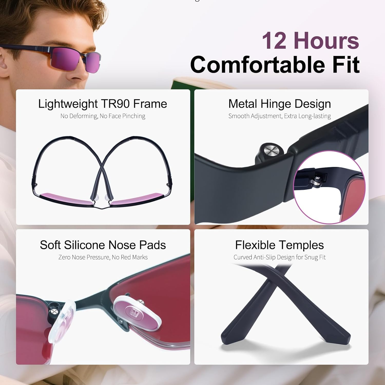 Red Green Color Blind Glasses, High Contrast Enhancement, for Daily Life, Driving, Work, Indoor & Outdoor Use for Men Women