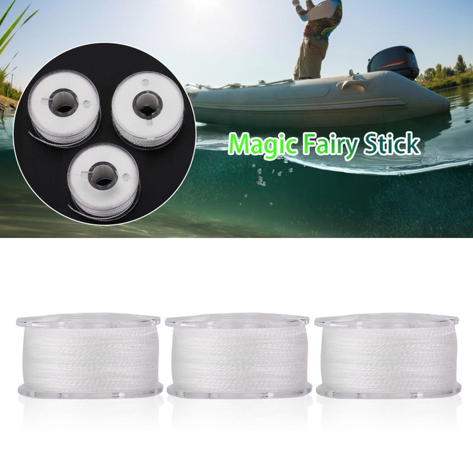 Línea de Pesca Trenzada 3 Piezas Soluble en Agua Super Fuerte de Alto Rendimiento Líneas de Pesca de PVA 20 m Cadena de Pesca