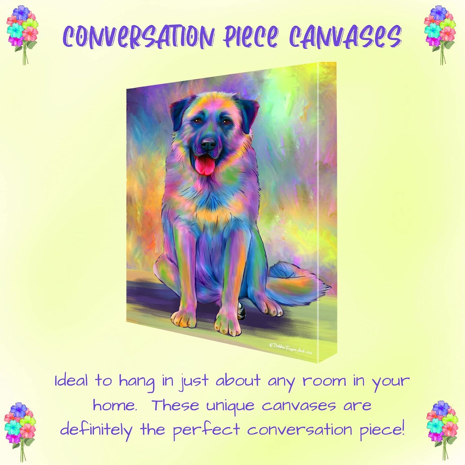 Doggie of the Day Paradise Wave with Anatolian Shepherd Dogs Canvas Wall Art - Premium Quality Ready to Hang Room Decor - Flat Rolled 11" x 14"