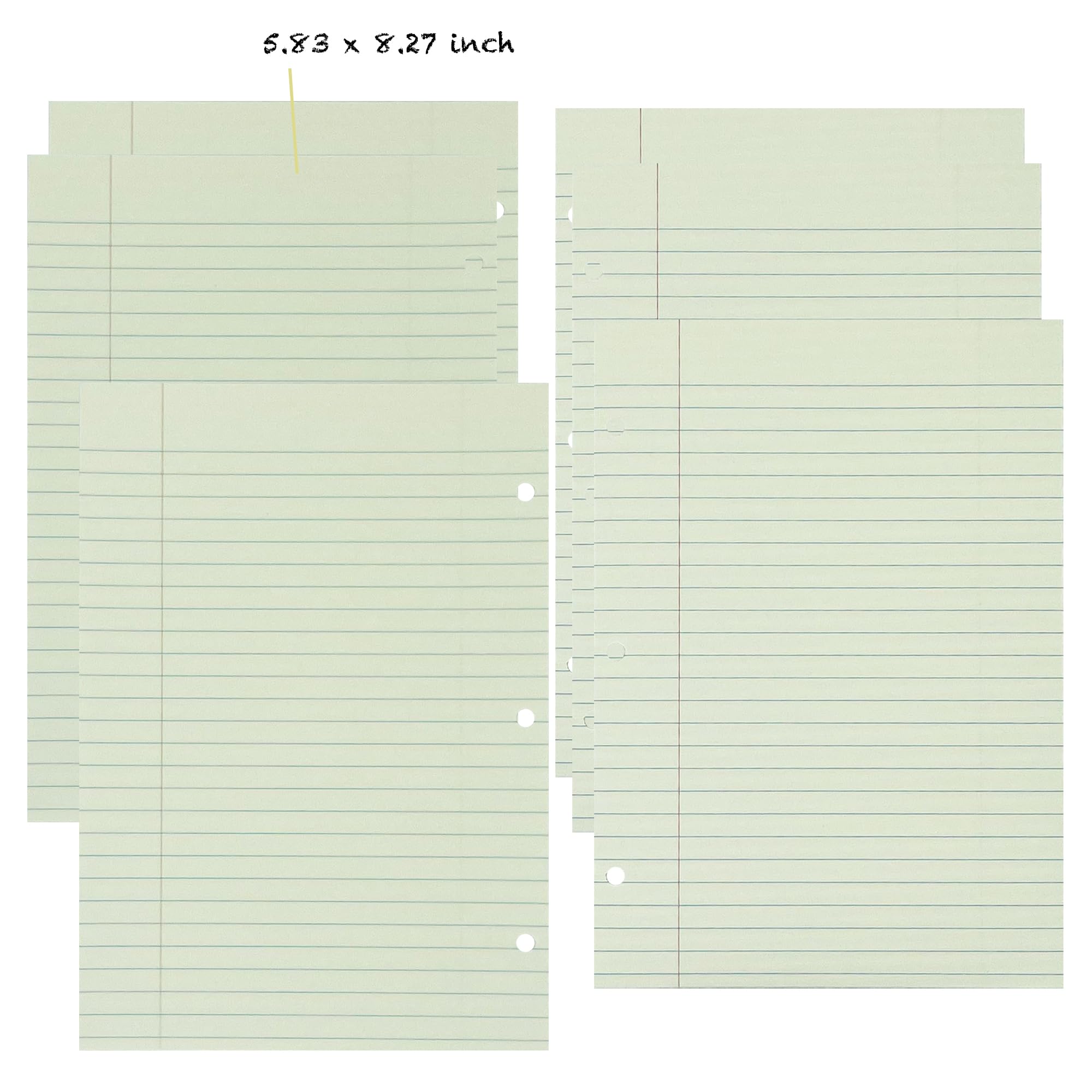 Mini papier do segregatorów z 3 segregatorami z niedatowanymi wkładkami do kalendarza miesięcznego, 3-otworowy papier wypełniający, luźny liść, w linie college, 15 x 21 cm