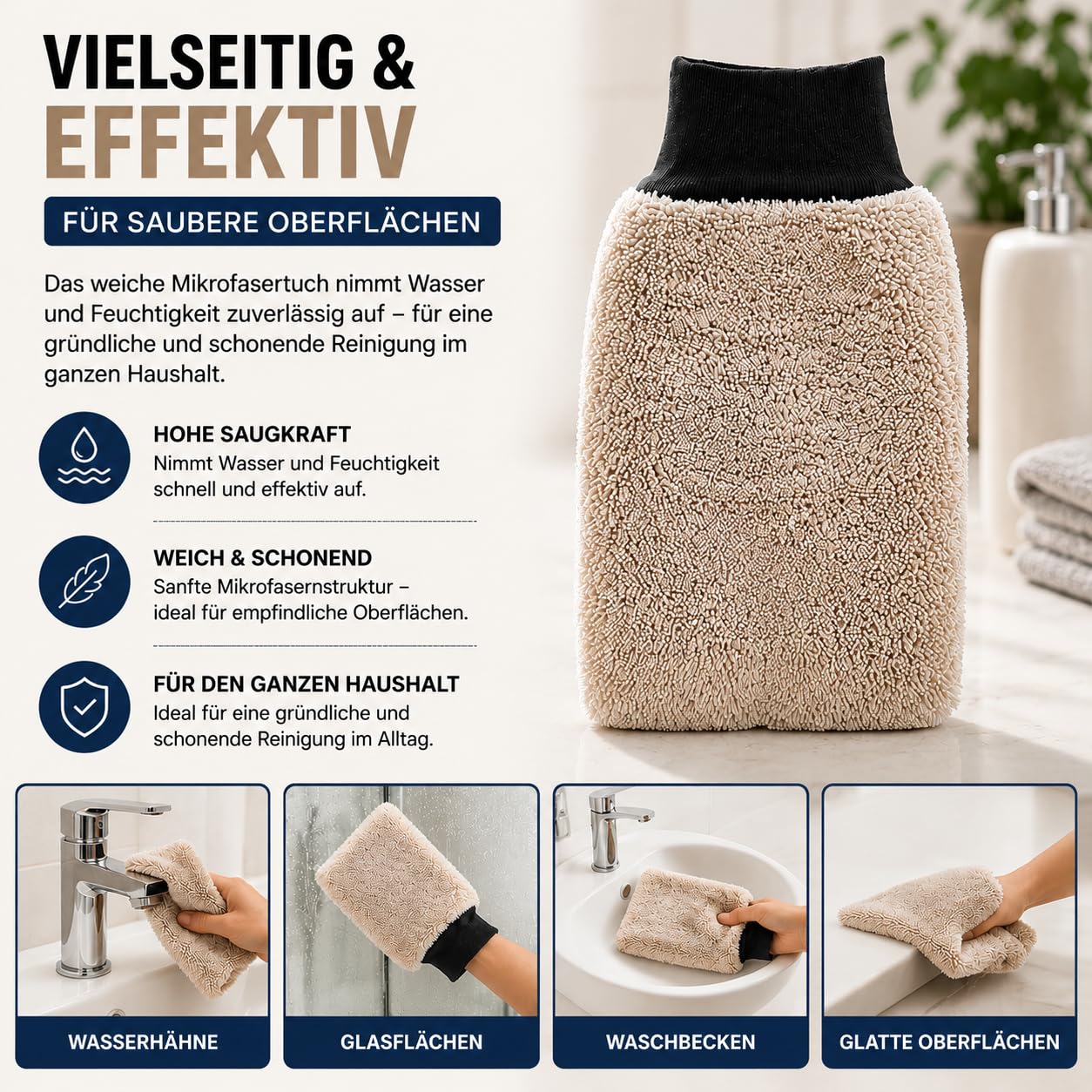 Ultra Wipes Trockenhandschuh, Saugstarke Mikrofaser Handschuh Zum Fenster Putzen, Waschhandschuh, Händehandtuch, Multifunktions Reinigungstuch, füR Auto, Duschkabine, KüChe (Grau*4)