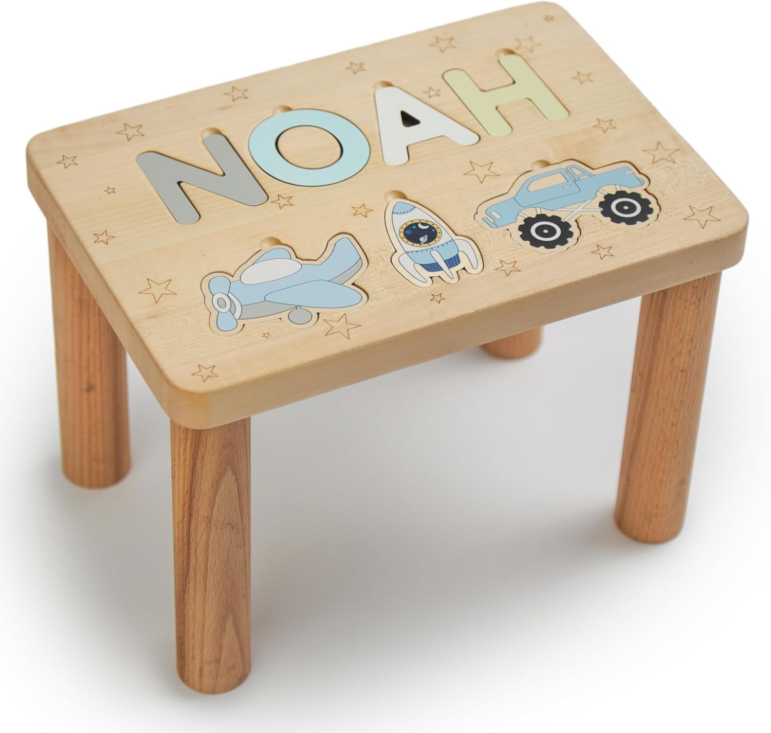 Toddler Helper Stool with Name Birthday Boy Gift 1 2 3 Years Old Personalized Nursery Montessori Stool First Baptism Boy Gift