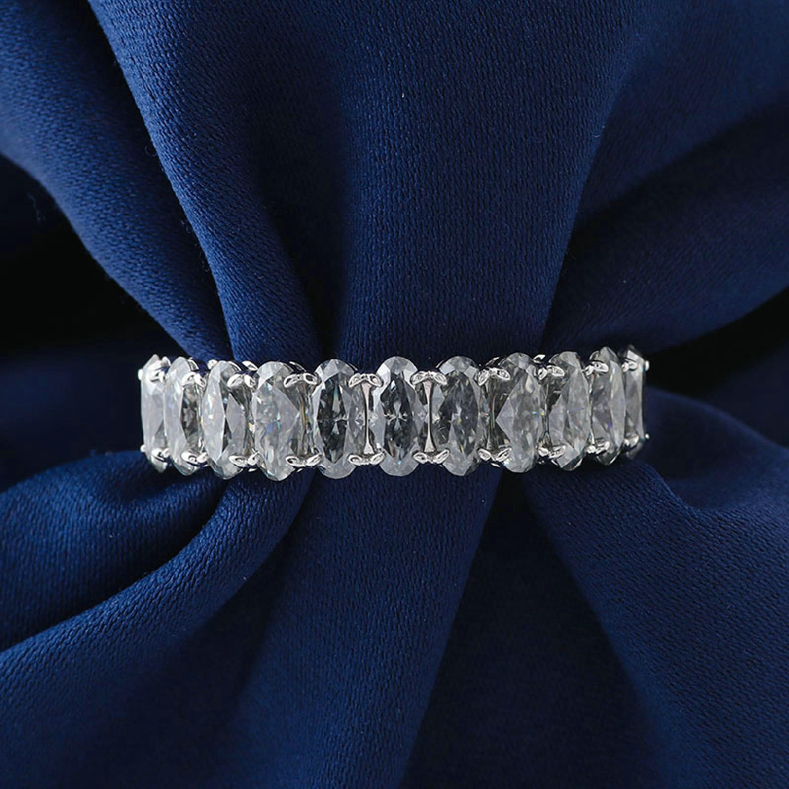 Pierścionek damski z prawdziwego złota próby 750, 18 ct, pierścionek zaręczynowy, pierścionek partnerski, pierścionek o połowie wieczności, owalne obrączki ślubne z moissanit dla kobiet, białe