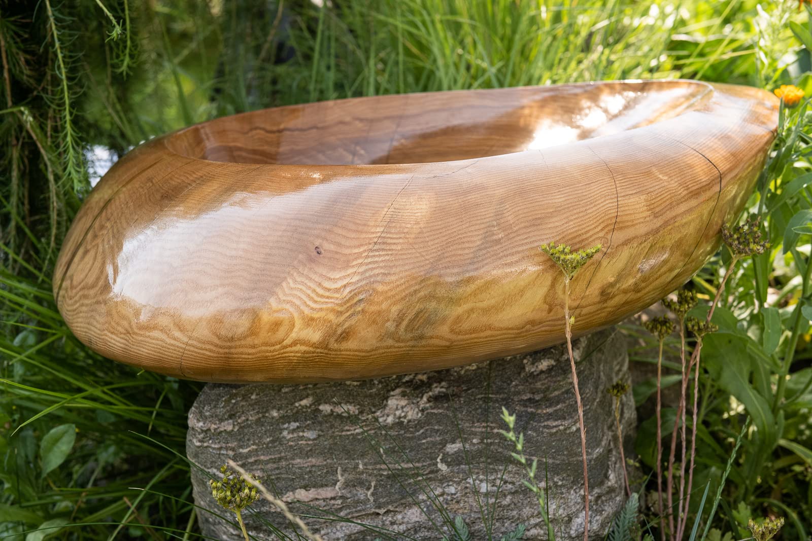Verda Lavabo de madera natural + válvula de desagüe Click-Clack U110