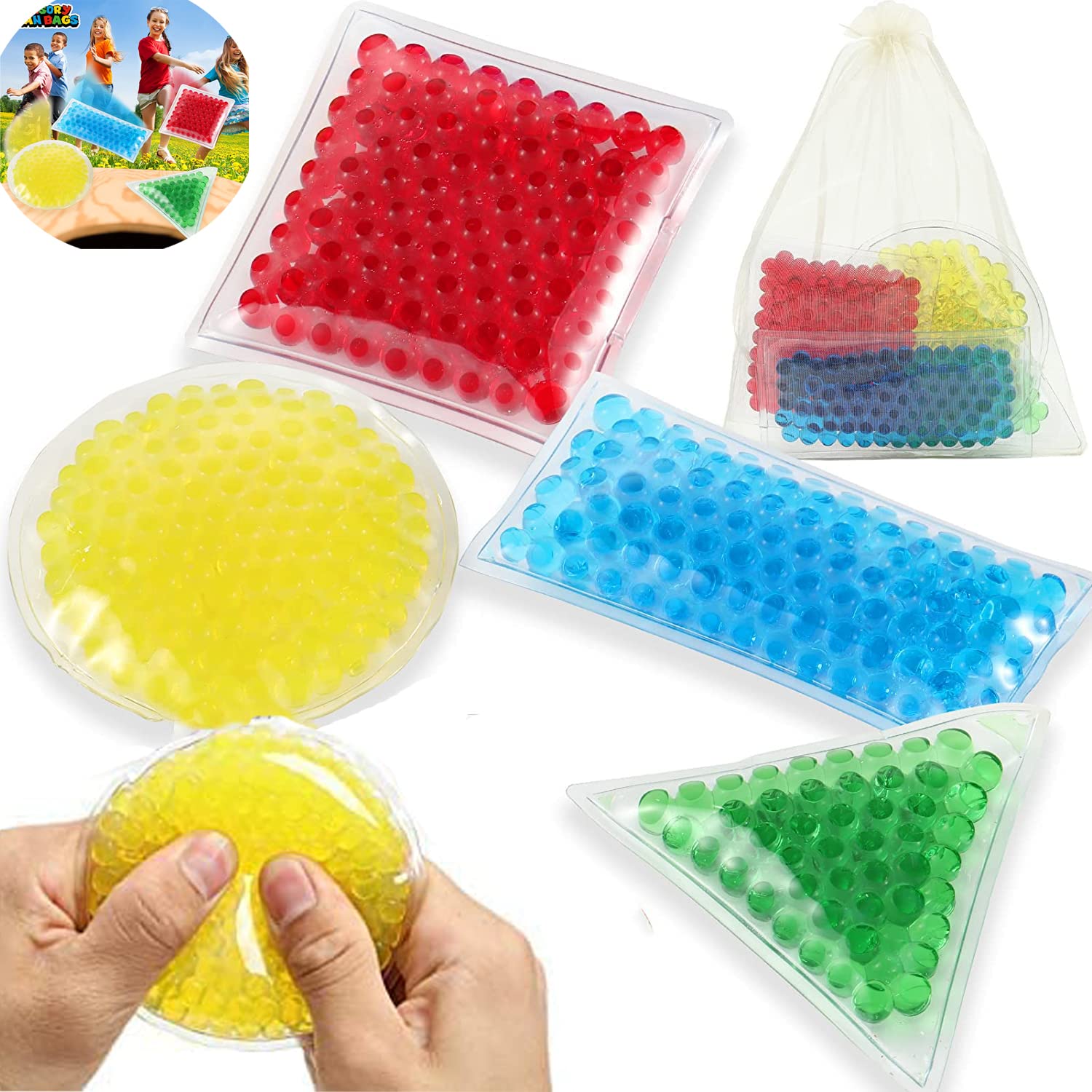 Buy Richtim 4 Pack Sensory Bean Bags with Premium Water Beads Sensory