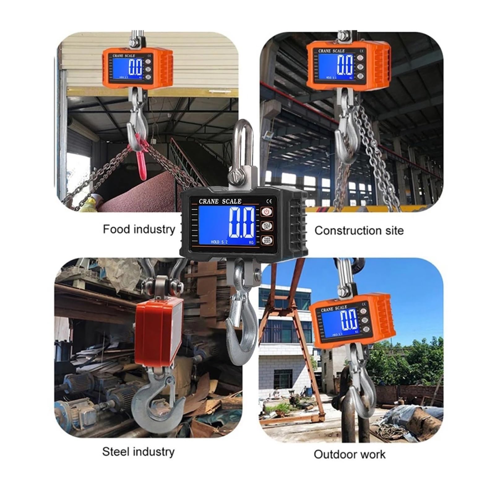 Escala colgante, 1000kg/2204lb Báscula digital colgante para grúa | Incluye cambio de unidades, pantalla digital legible y diseño portátil para almacenes, talleres y pesaje industrial.