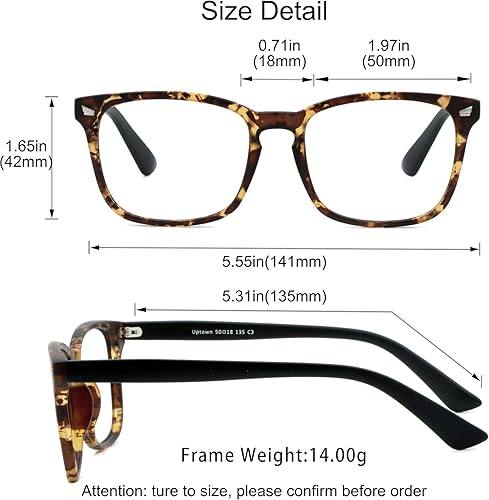 Miniatura 6 de Lentes de lectura bifocales con lentes transparentes, bisagra de resorte para mujeres y hombres (+0.00+1.00 aumento)