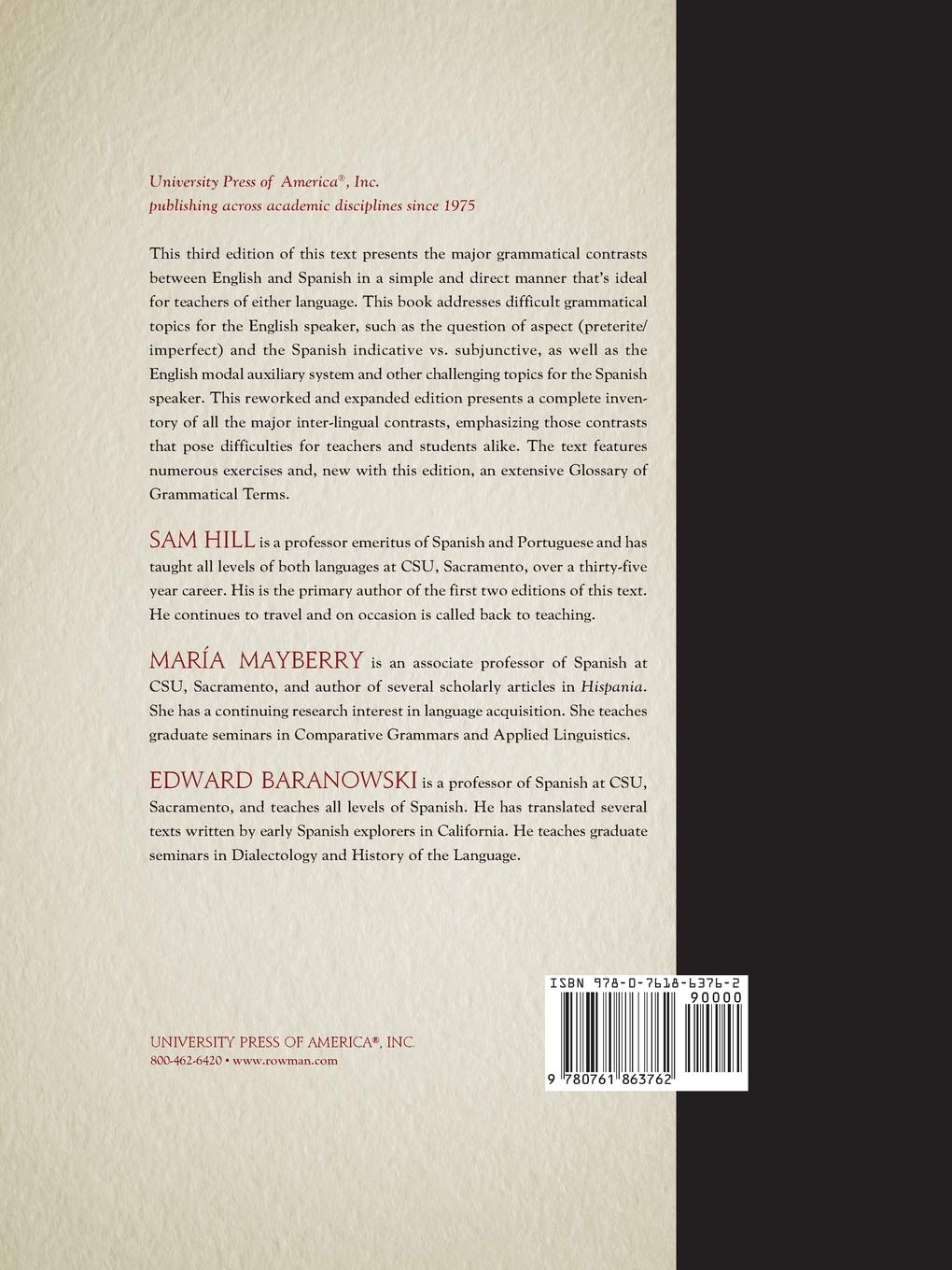 Bilingual Grammar of English-Spanish Syntax: With Exercises and a Glossary of Grammatical Terms