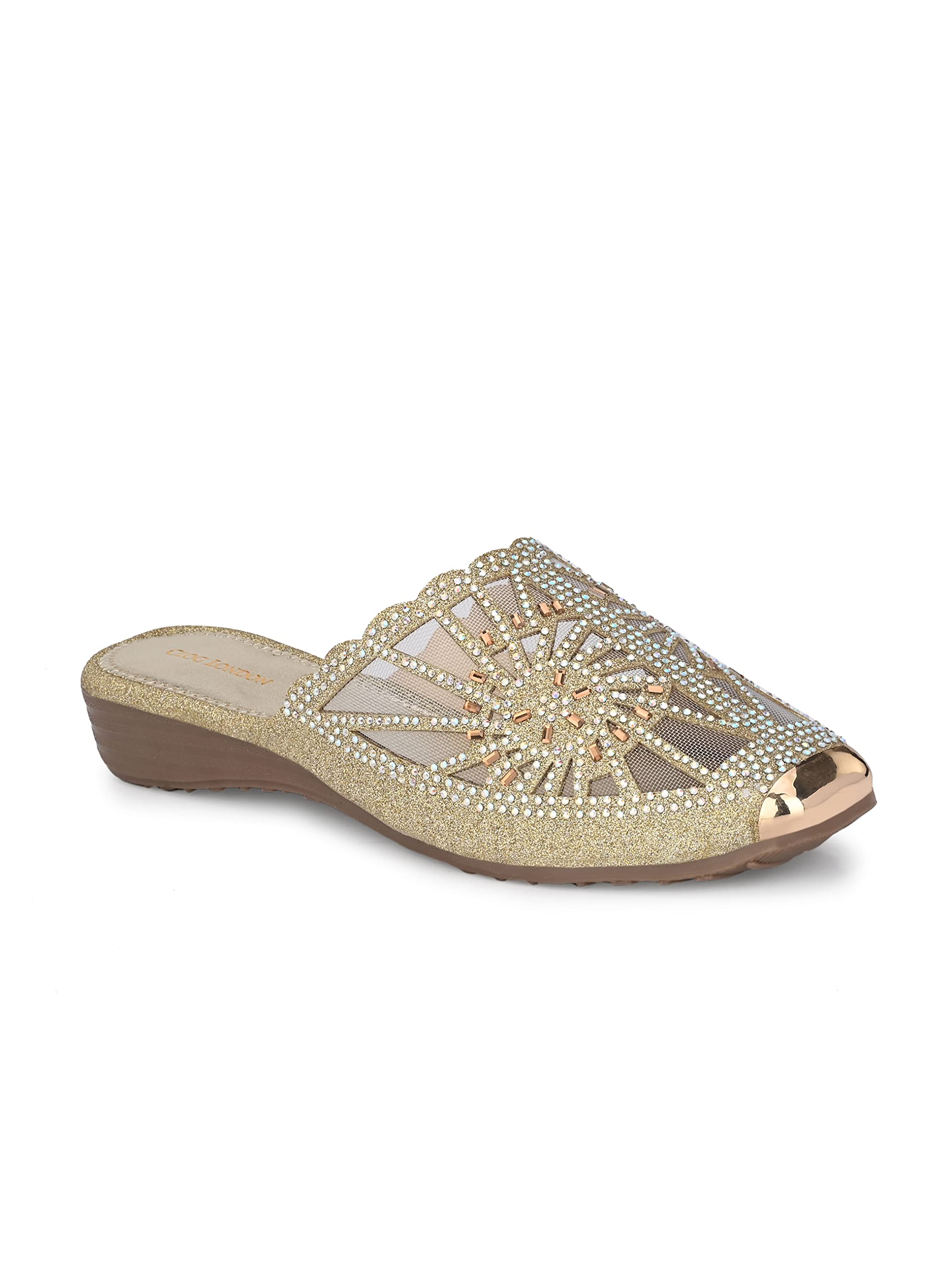 Women Mules Faux Leather Flat Round Toe Embellished Slip On Comfortable Stylish Fashion Sandals-image-22