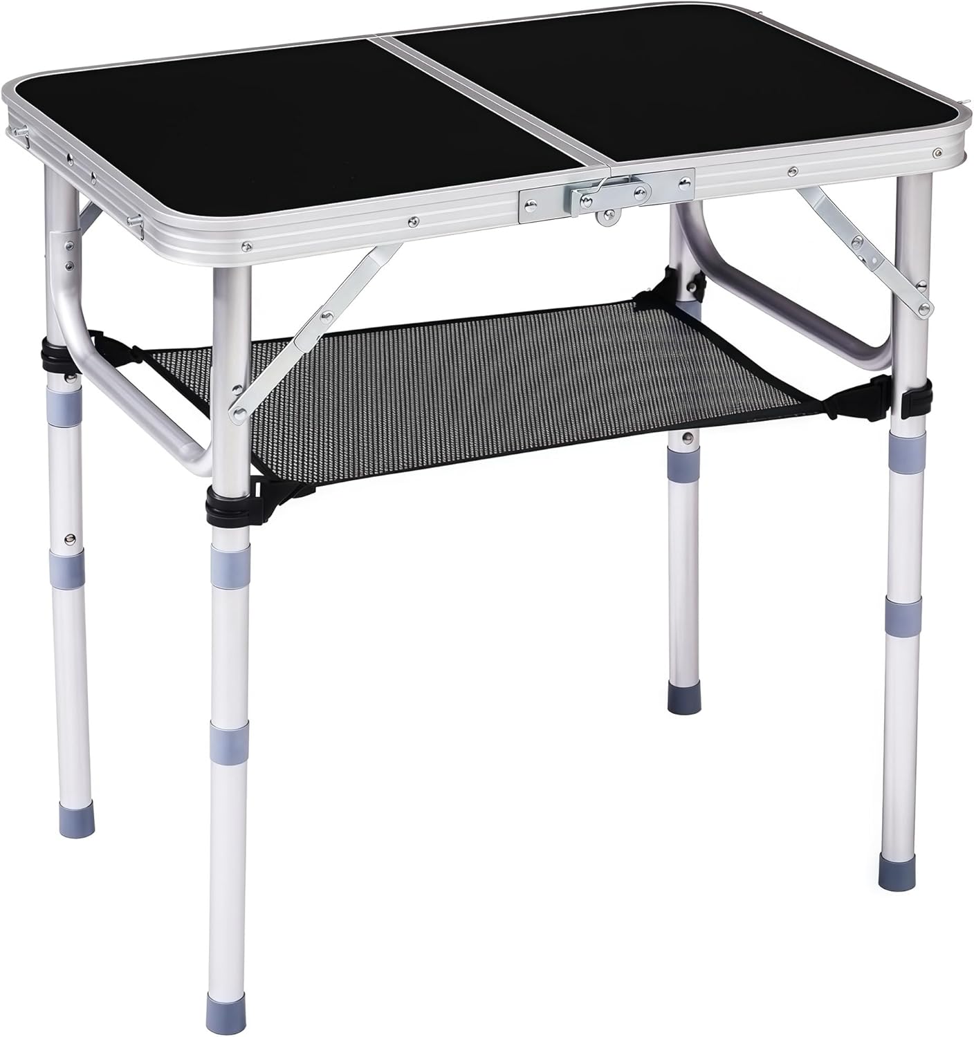 Ultralight Folding Camping Table, Adjustable Height Portable Picnic Table with Carry Handle, Small Aluminum Side Table for Outdoor Hiking, Beach BBQ, Picnic, and Office (2FT)