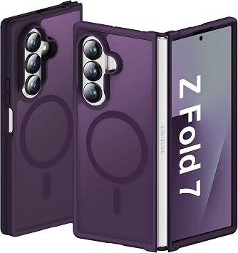 ORETECH Magnetic for Samsung Galaxy Z Fold 7 Case, Translucent Back Non-Slip Hard PC Shockproof Bumper Protective Phone Case Cover for Samsung Z Fold 7 - Deep Purple