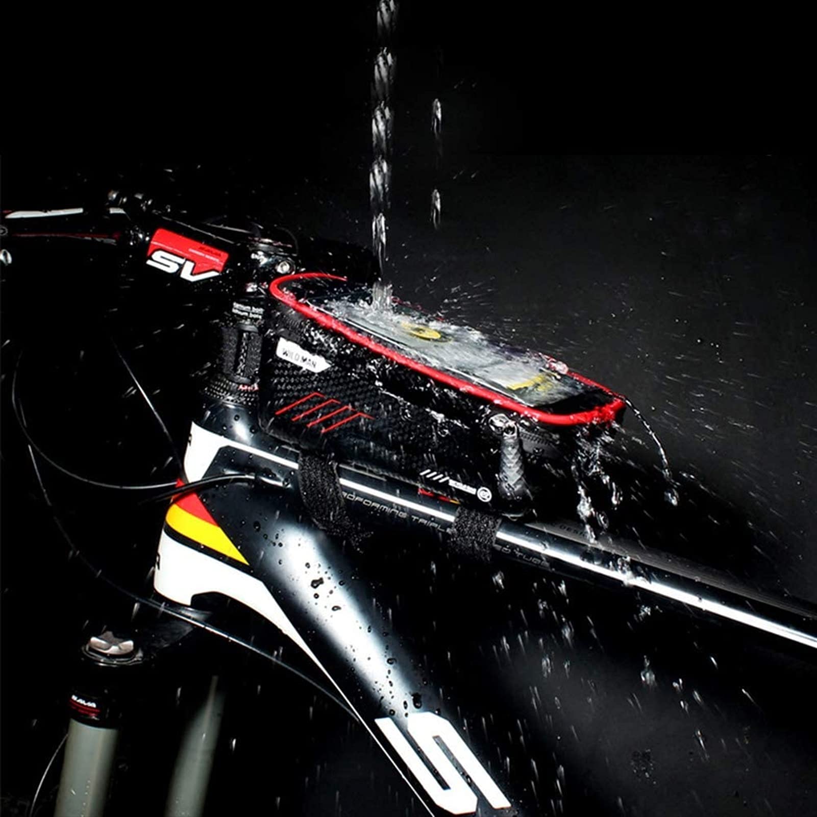Borse per Biciclette. Borsa Anteriore for Bicicletta, Borsa, Mountain Bike, Tubo Superiore, Cellulare, Attrezzatura da Equitazione(Red)
