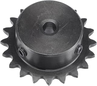 uxcell 20 Tooth Roller Sprocket B Type, 25 Chain, Single Strand 1/4" Pitch, 6mm Bore Black Oxide C45 Carbon Steel with Set Screws for ISO 04C