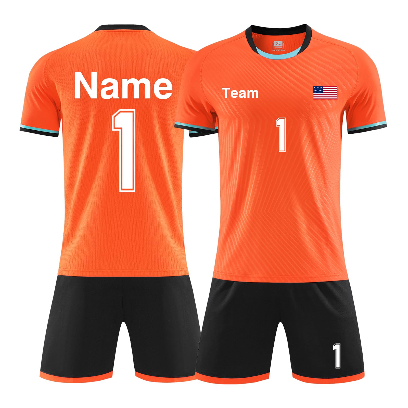 LAIFU Custom Soccer Jerseys for Kids Youth Adult Personalized Soccer Uniforms with Team Name Logo Orange