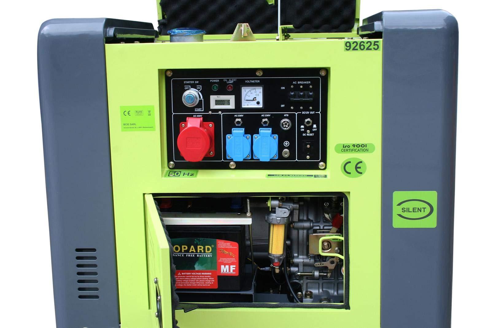 Varan Motors 92625 de ATS Diesel Generadores de corriente 6.8 kVA, 1 x 400 V, 2 x 230 V + eléctrico Starter ATS