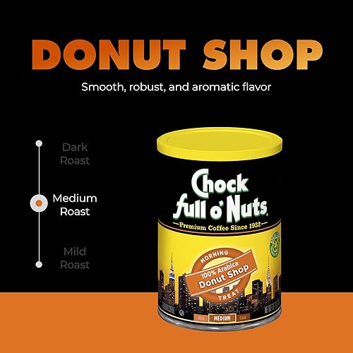Miniatura 3 de Chock Full o' Nuts Donut Shop Café molido, Asado ligero (lata), Donut Shop, 10.2 Oz