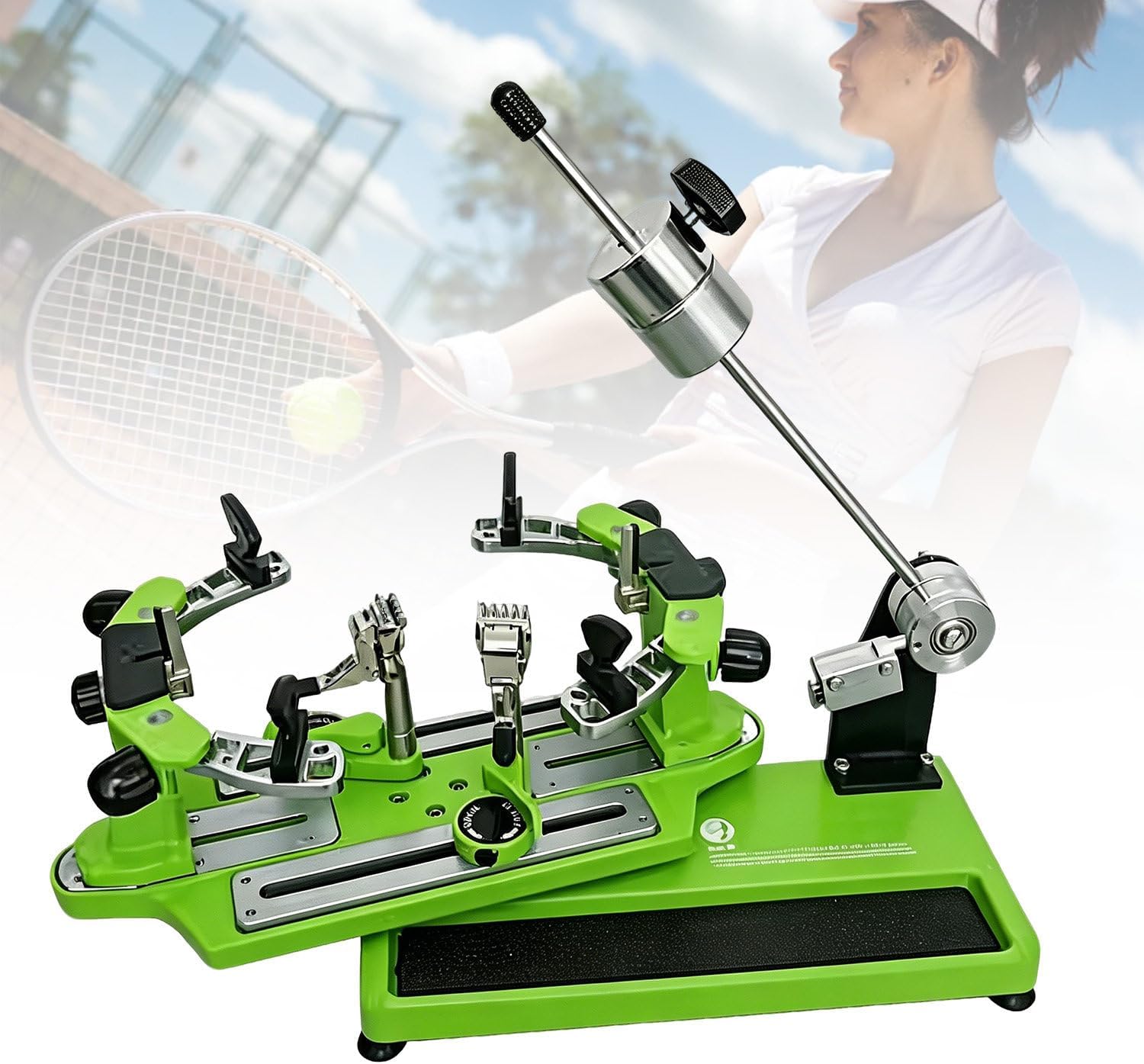 Professional Manual Racquet Stringing Machine,6-Point Tennis, Squash, Badminton Racket Stringing Machine with Tools and Accessories Green