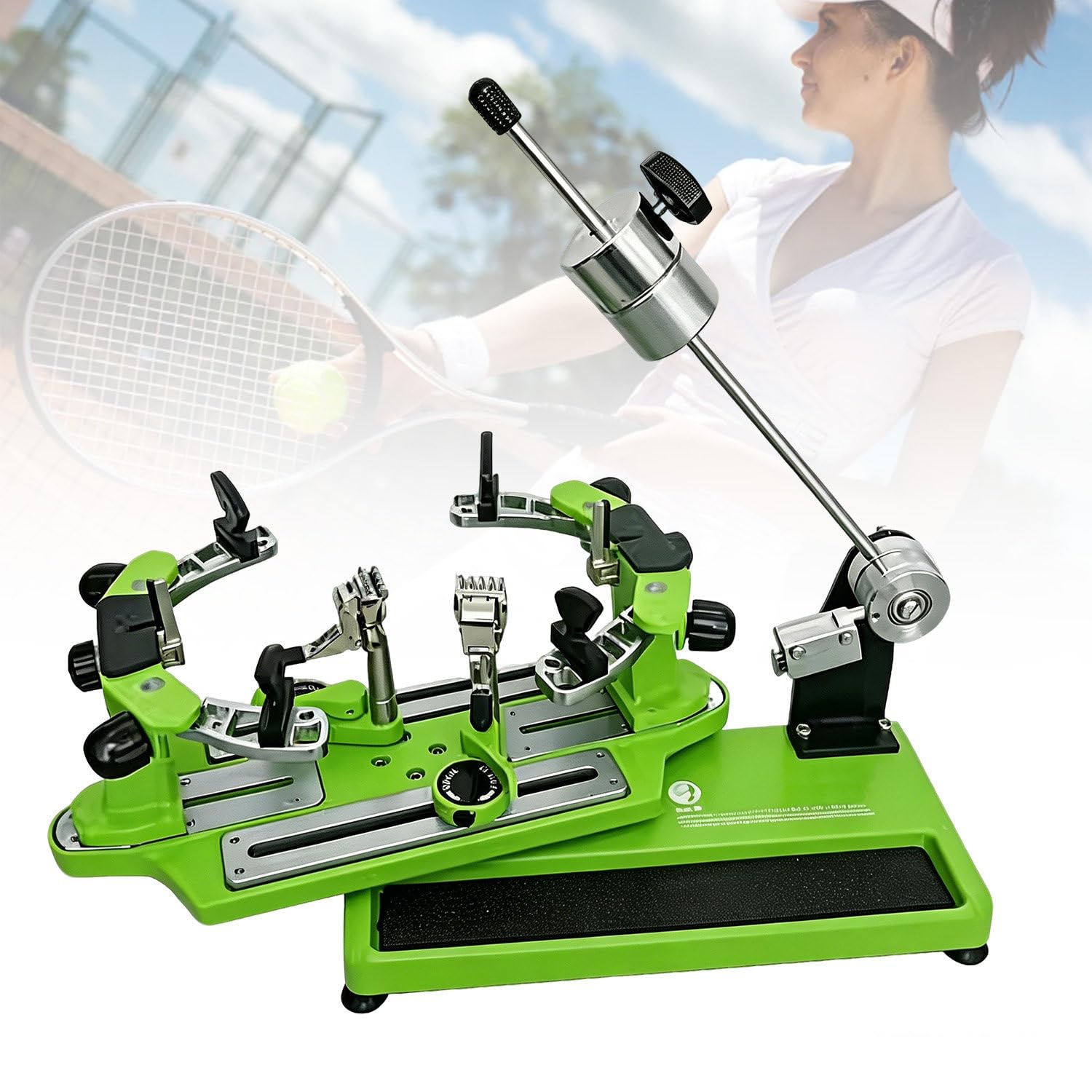 Macchina incordatrice Manuale Professionale per Racchette, Macchina incordatrice a 6 Punti per Tennis, Squash e Badminton con Attrezzi e Accessori Green