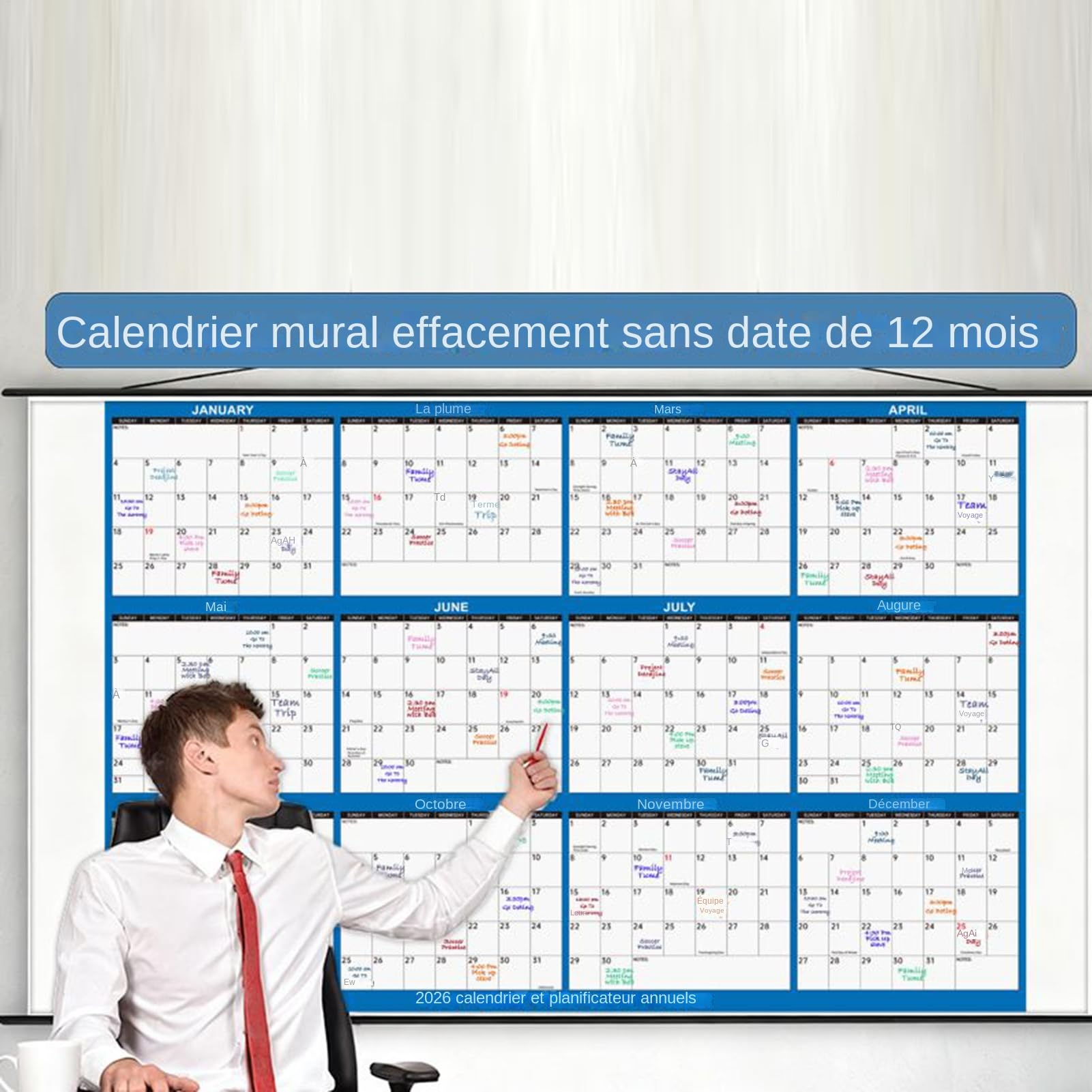 Calendario da Parete Planner 100ml Uzun Ömürlü Kar Eritme Solüsyonu | Calendario Annuale Di Grandi Dimensioni Per Camera Da Studio Dormitorio Soggiorno Appartamento Studenti Adulti