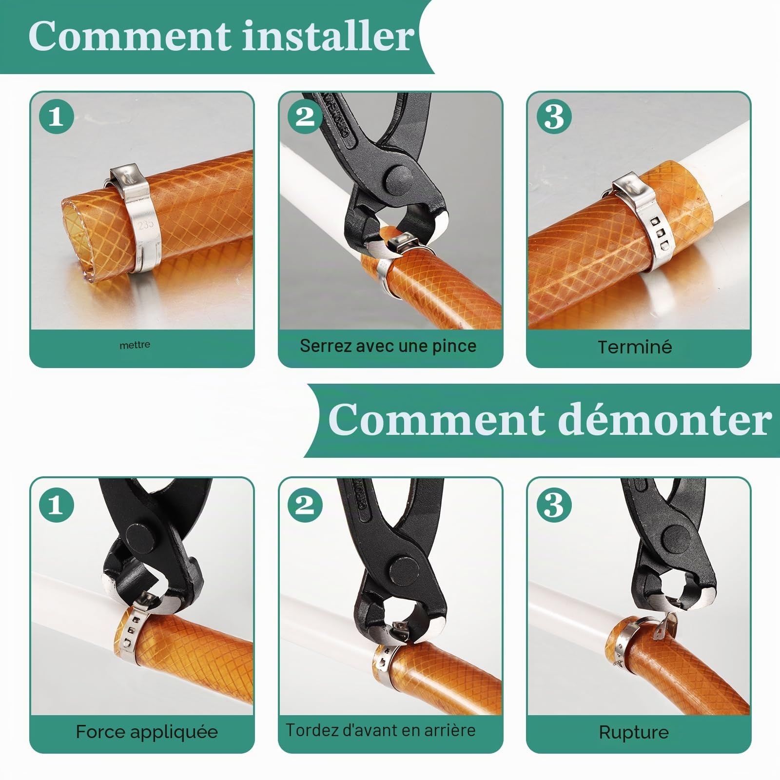 280PCS Colliers de Serrage à Une Oreille 5.3-37.6mm 18 Tailles