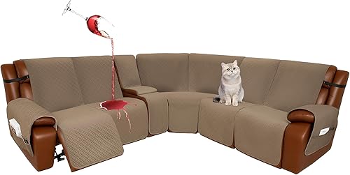 Miniatura 53 de Fundas de sofá seccional reclinable 100% impermeable de terciopelo para sofá seccional en forma de L, juego de fundas de sofá de esquina acolchadas
