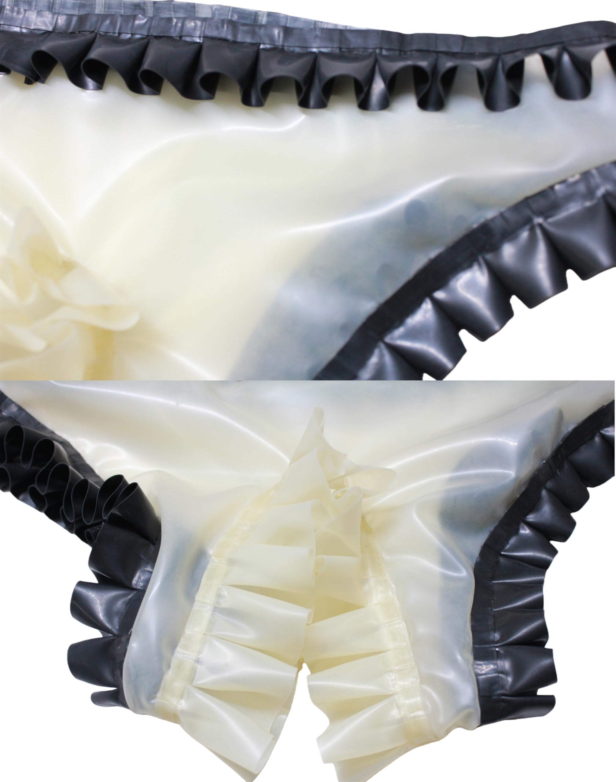 Sous-vêtements en latex naturel avec volants et nœud pour bondage, fétiche, cosplay, slip, slip, jouet sexuel