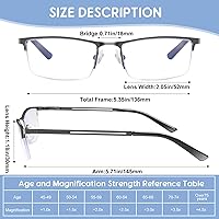 Vista 4 de KONHAGO Lentes de lectura con bloqueo de luz azul para hombres, lectores de metal de medio marco, con bisagra de resorte, antifatiga ocular