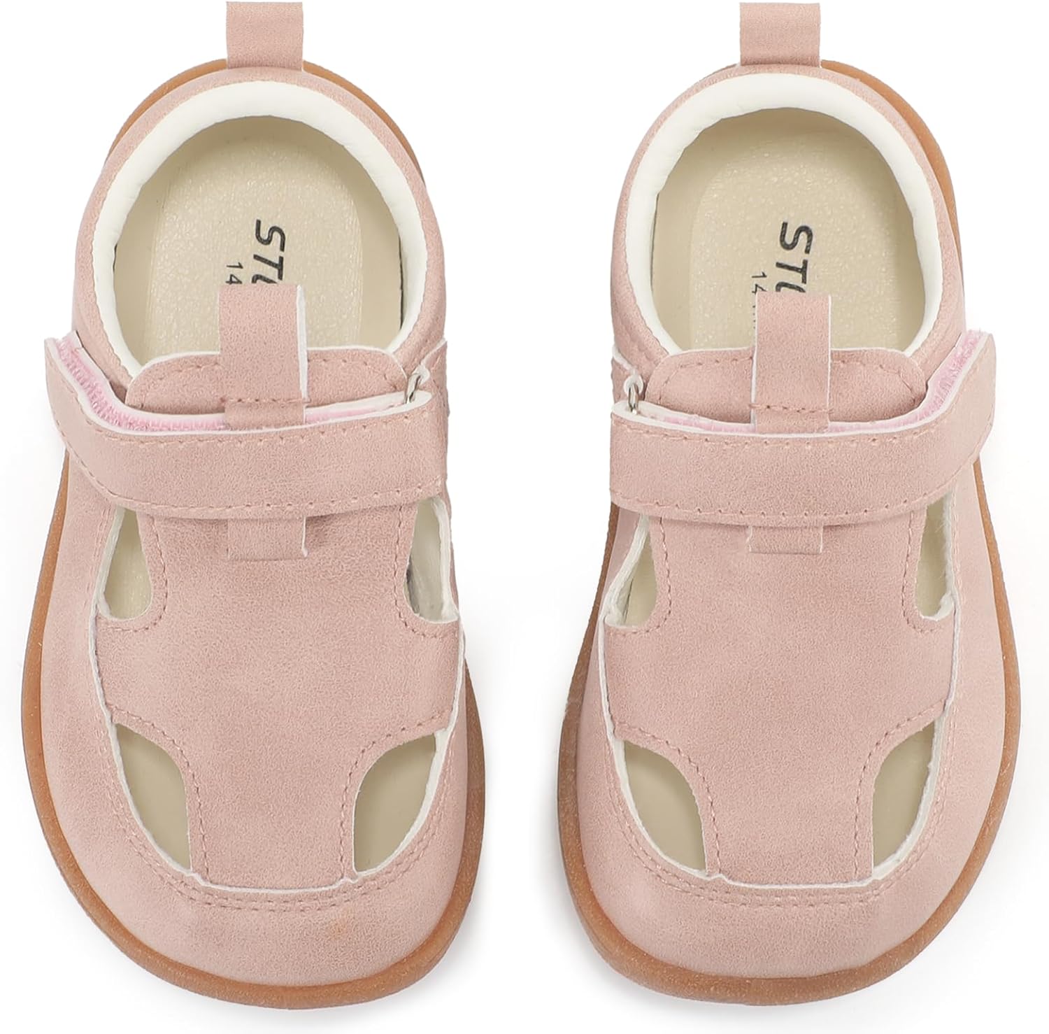 STQ KIDS Toddler Wide Toe Box Boys Girls Sandals Baby Flats Zero Drop with Hook and Loops Non-Slip Summer School Uniform Shoes