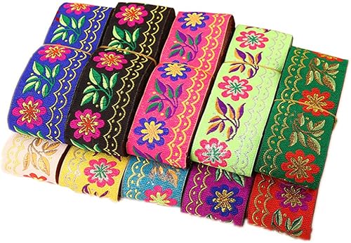 Miniatura 3 de Cinta jacquard de hojas de margarita en ondas, 7 yardas, 2 pulgadas, bordada floral, para adornos, suministros de manualidades (rosa)