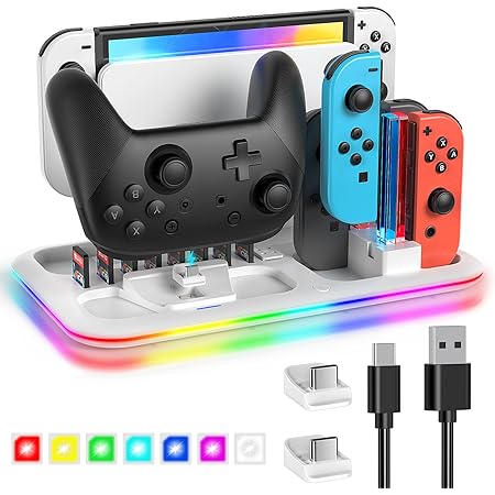 Switch 2 Joycon Ladestation - 4-fach Ladedock Mit LED-Anzeige & RGB-Beleuchtung