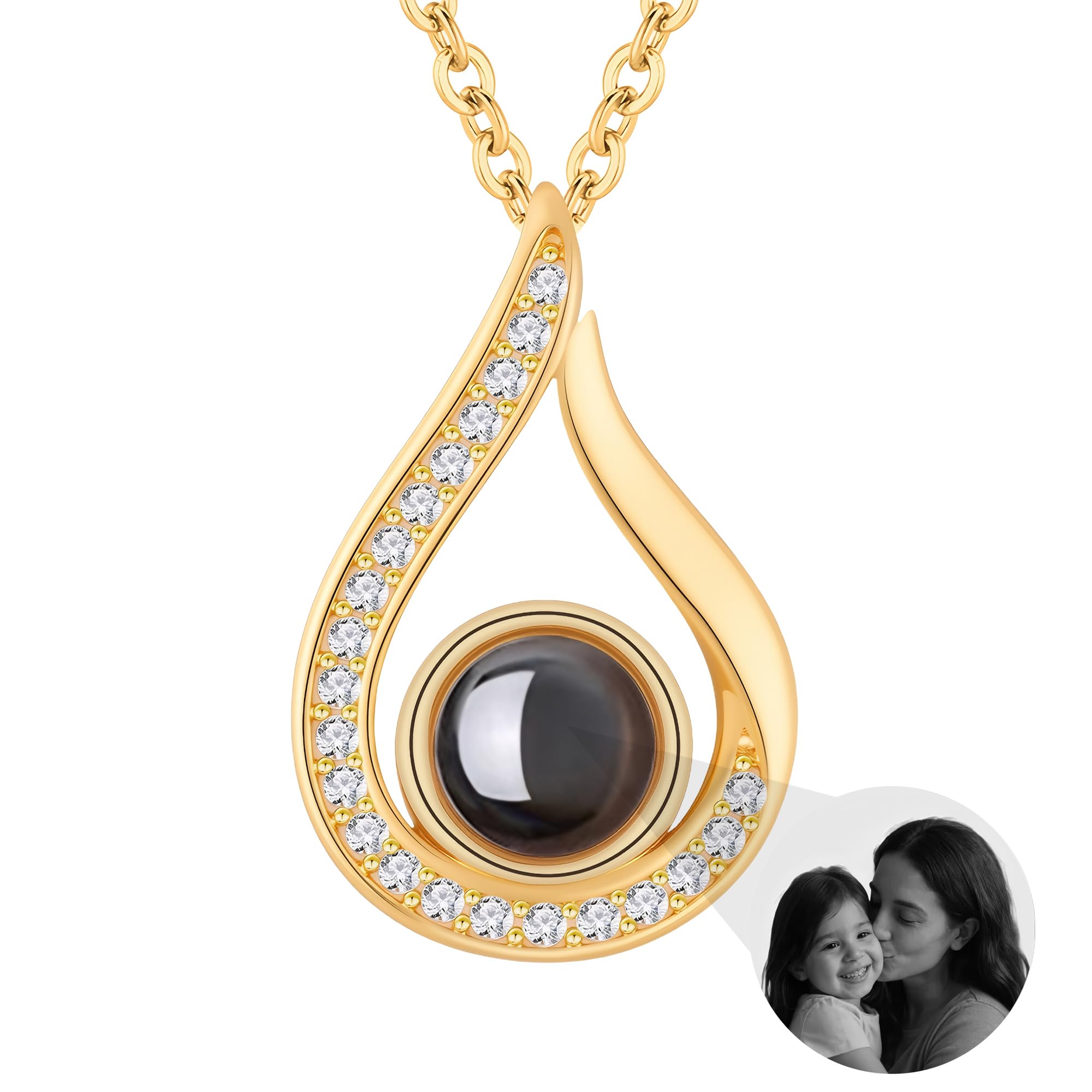 Collar con foto de plata esterlina – Collar de proyección de imagen personalizado – Regalo de collar personalizar con foto oculta para novia esposa madre