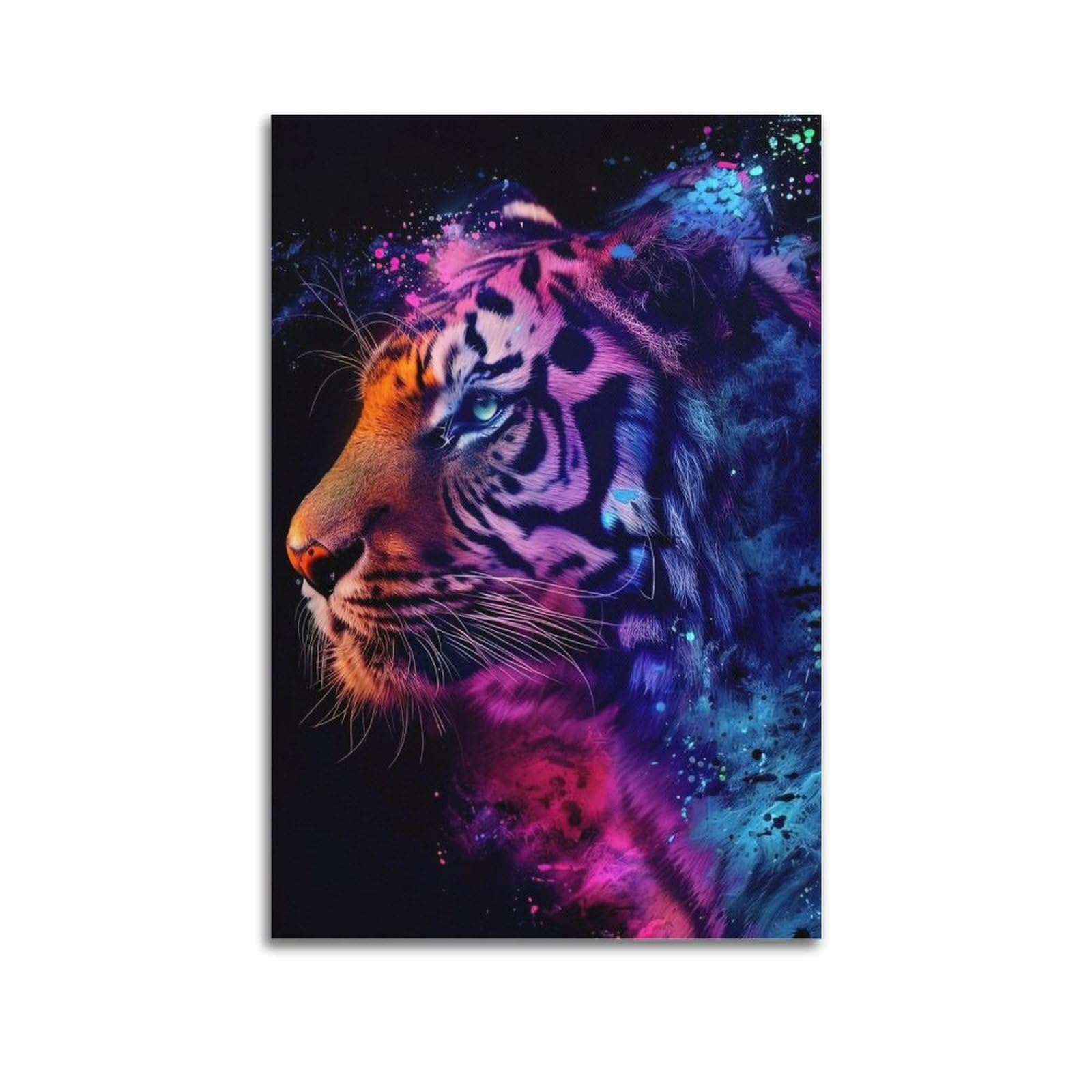 ZSZWHJ Animal Poster Tiger in The Dark Poster Decorative Painting Canvas Wall Posters And Art Picture Print Modern Family Bedroom Decor Posters 20x30inch(50x75cm)