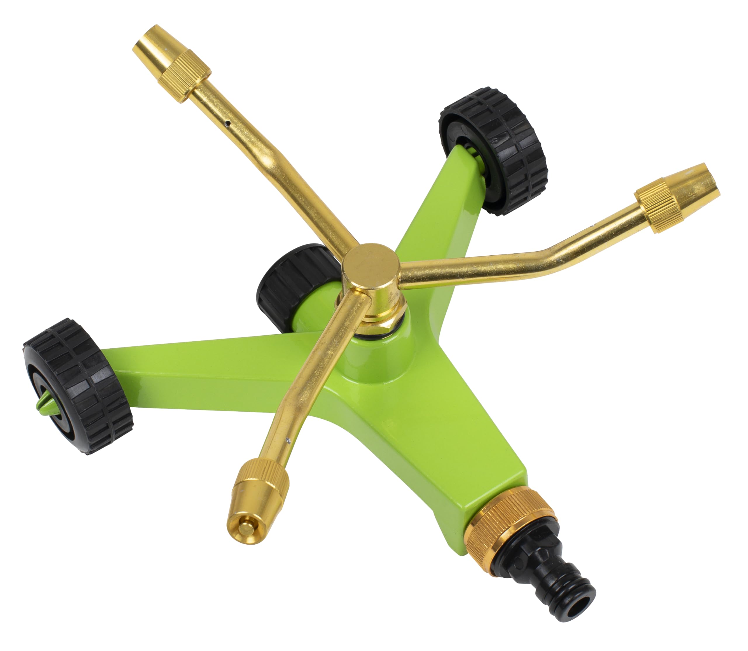 Sealey 3-Arm Brass Sprinkler with Metal Wheeled Base - JS2032, Green