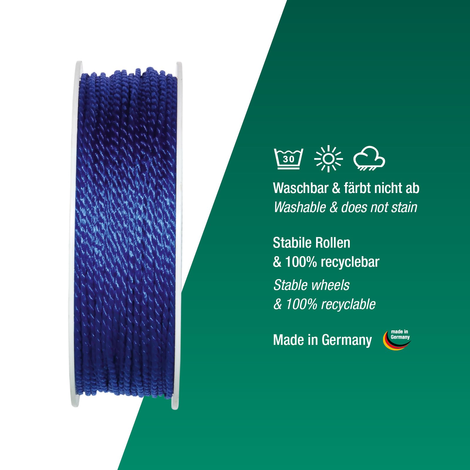 Halbach Seidenbänder Premium Kordel (blau) – Bild 4