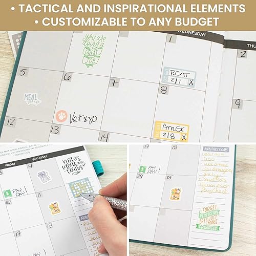 Miniatura 5 de bloom daily planners Calcomanías de planificador de presupuesto para finanzas personales, presupuestos, dinero, facturas, deudas y gastos (8 hojas,
