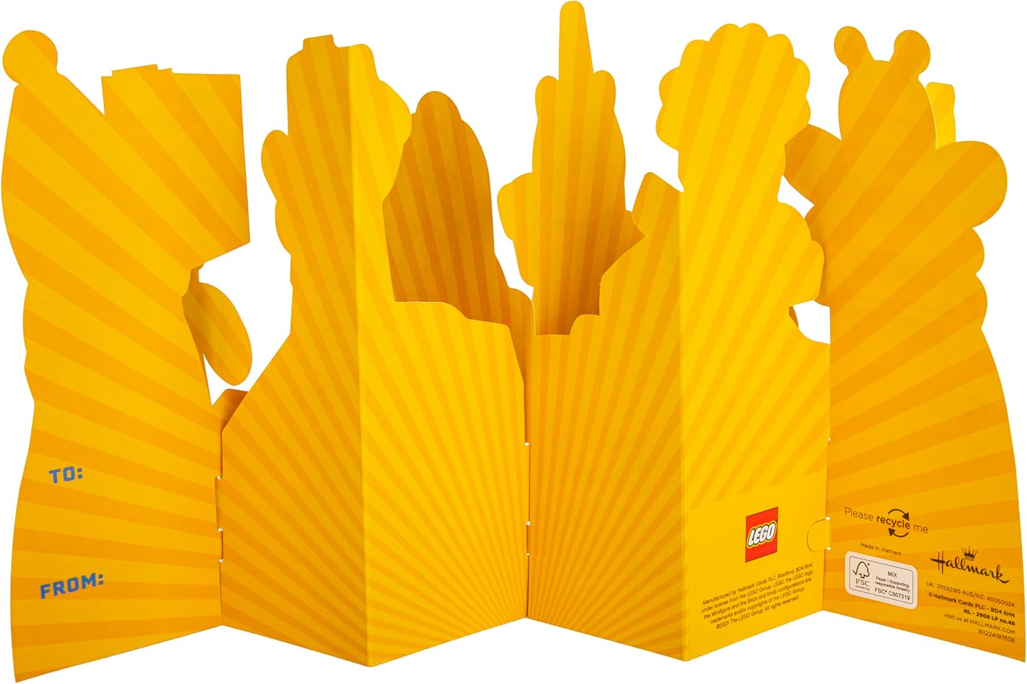 Hallmark Birthday Card, LEGO Characters, 3D & Pop Up Design, Yellow