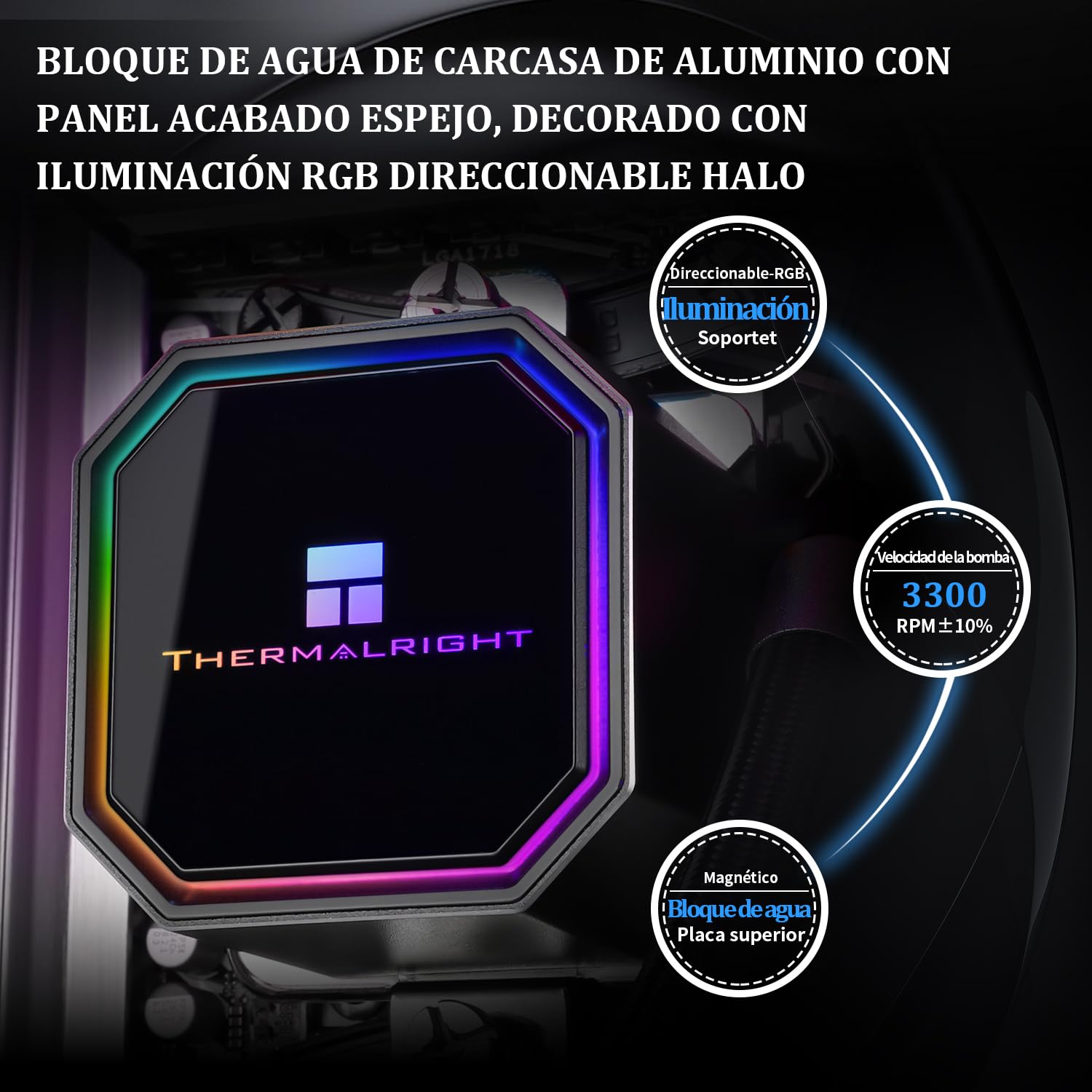 Thermalright, Frozen Prism 360 nero ARGB - Raffreddatore liquido per CPU da 3300 RPM, per AMD/ AM4/ AM5, Intel 1150/ 1156/ 1200/ 1700/ 2011