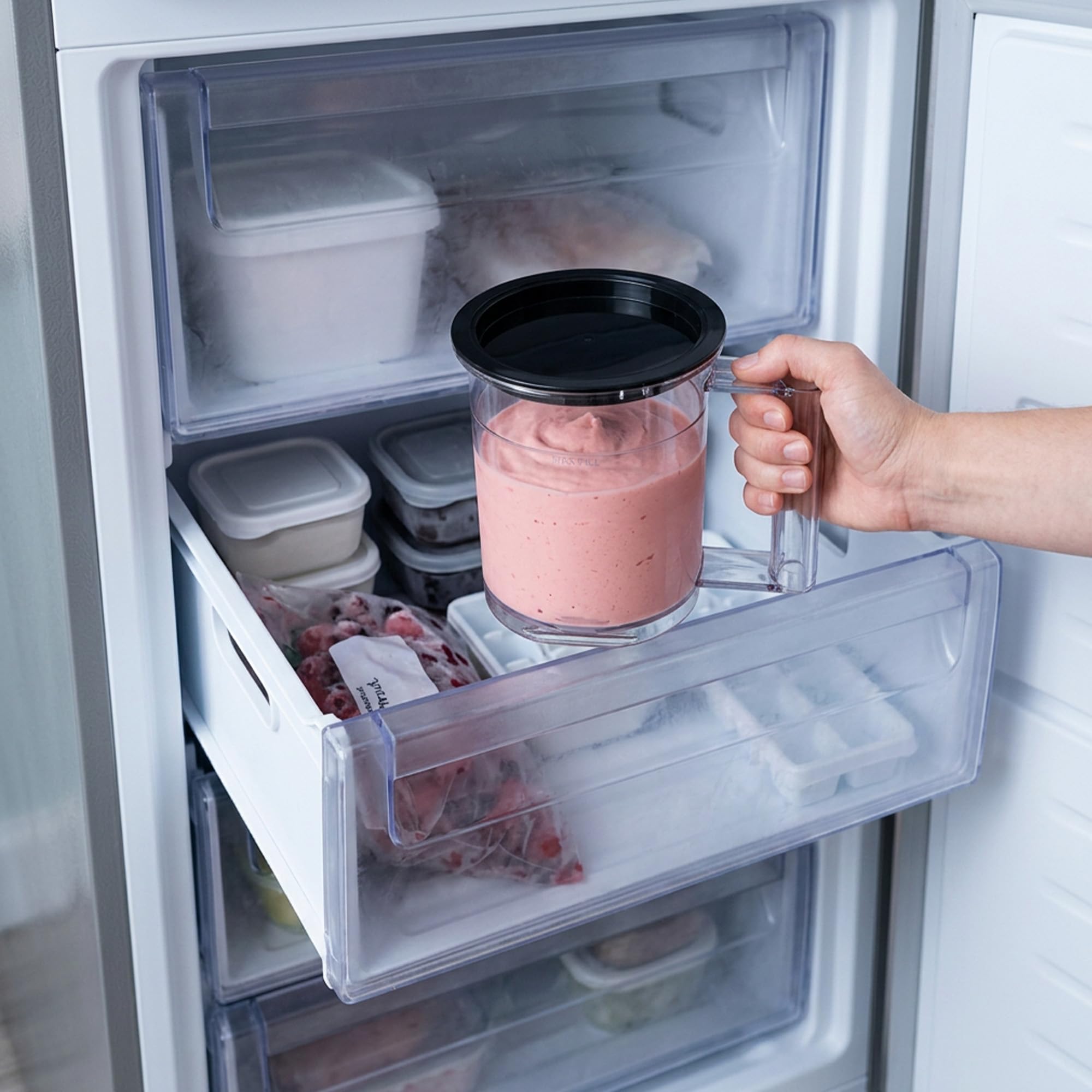 JOCCA - Gelatiera multifunzione con 11 programmi, funzione di pulizia, elaborazione rapida, display LED touch, prepara fino a 1,95 l di gelato con i suoi 3 contenitori