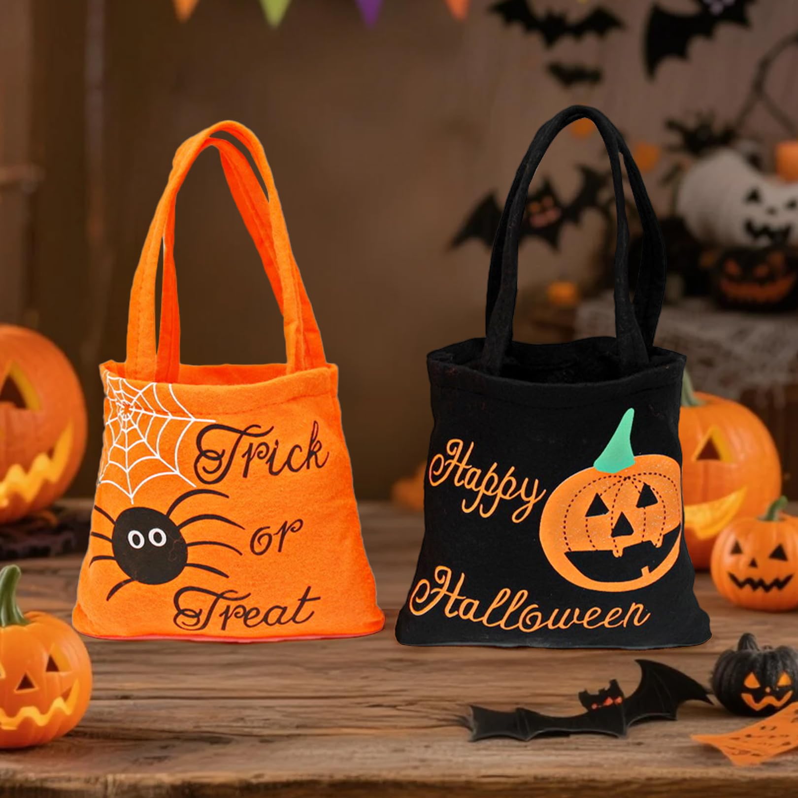 Halloween Geschenktüten – 30 Stück Kürbis-Taschen Aus Kraftpapier, Mit Griff, Für Süßigkeiten, Party-Deko, Trick Or Treat